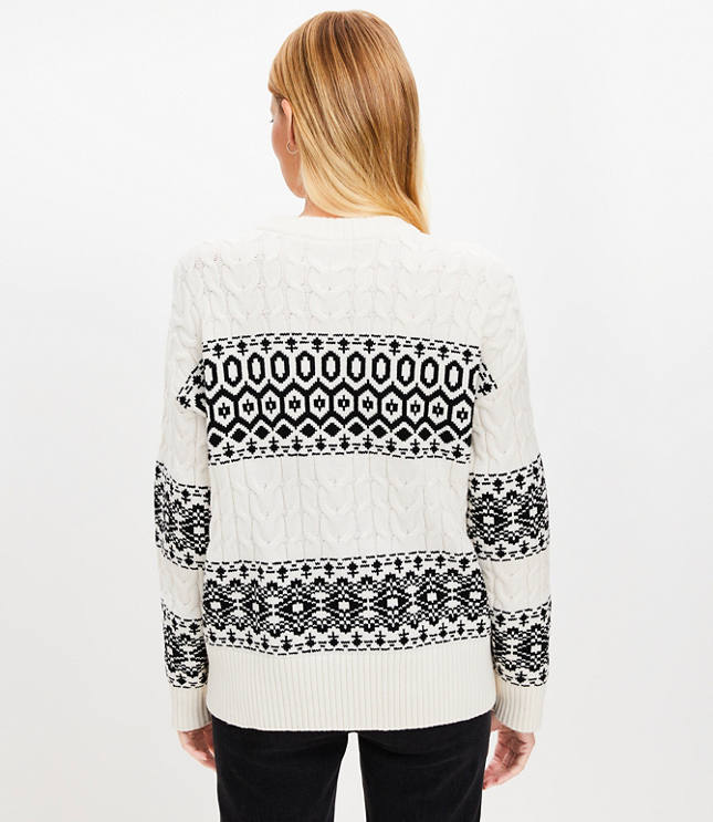 Petite Striped Fair Isle Cable Sweater carousel Product Image 3