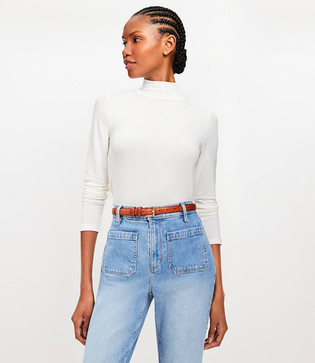 Petite Long Sleeve Mock Neck Top