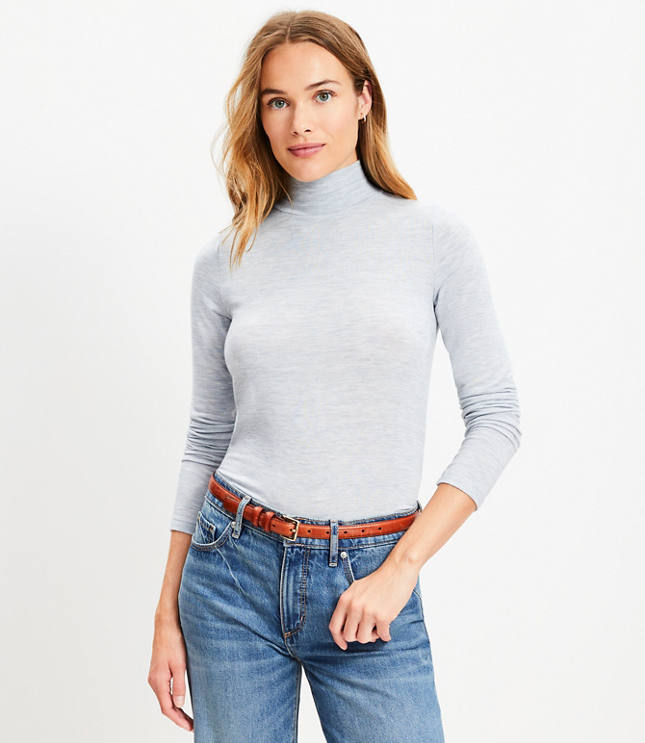 Petite Long Sleeve Mock Neck Top