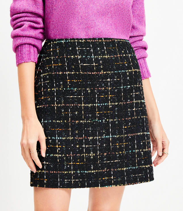 Sequin Tweed Mini Skirt