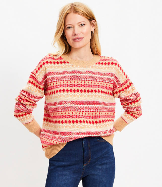 Petite Striped Fair Isle Everyday Sweater