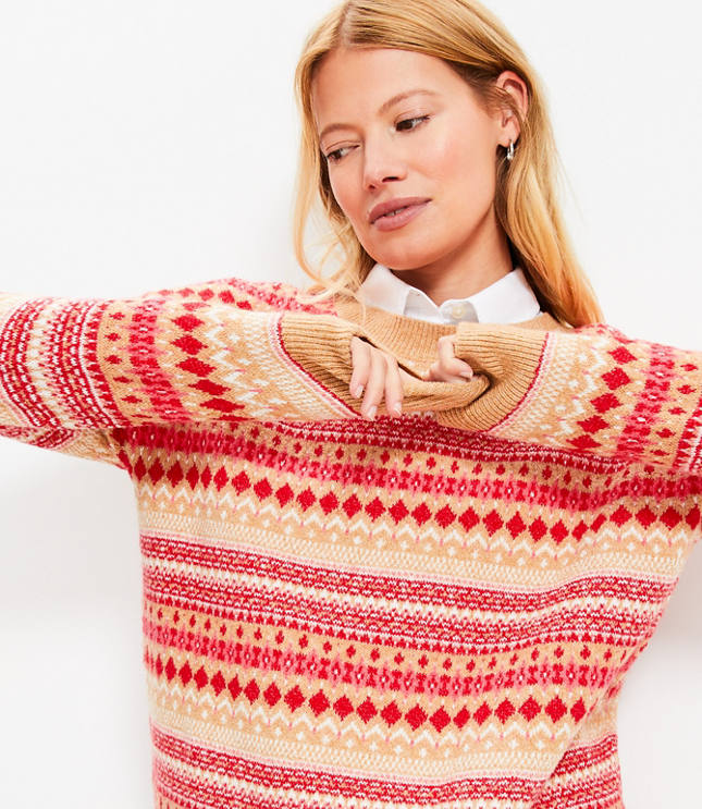 Petite Striped Fair Isle Everyday Sweater