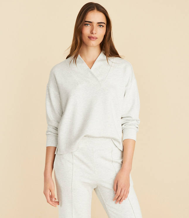 Lou & Grey Heathered Scubasoft Wrap Neck Popover