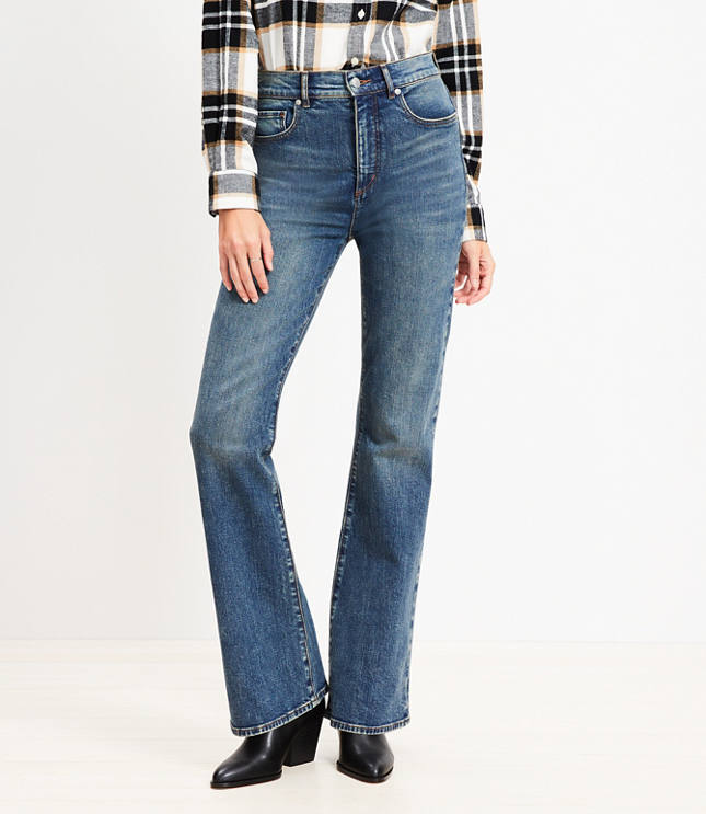 High Rise Slim Flare Jeans in Mid Vintage Wash