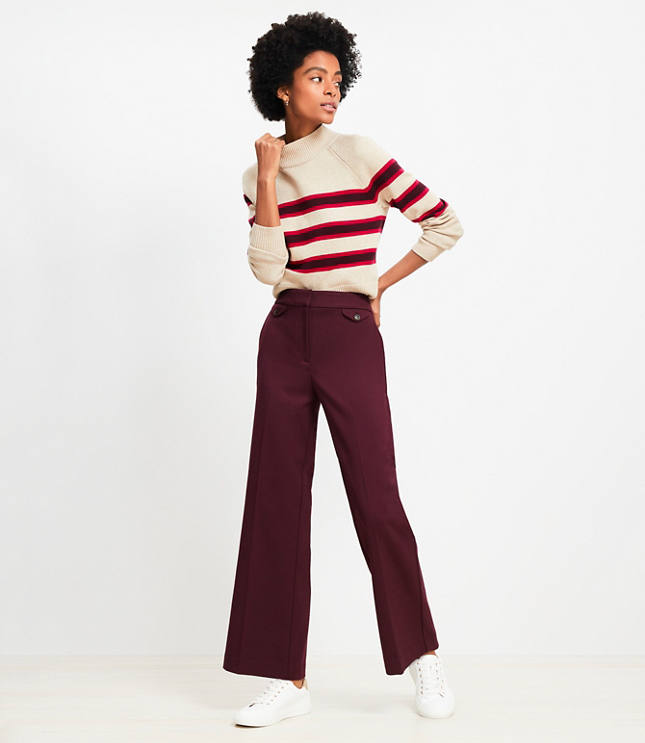 Coin Pocket Clean Wide Leg Pants Twill