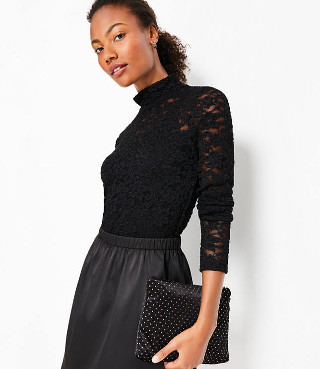 Floral Lace Turtleneck Top