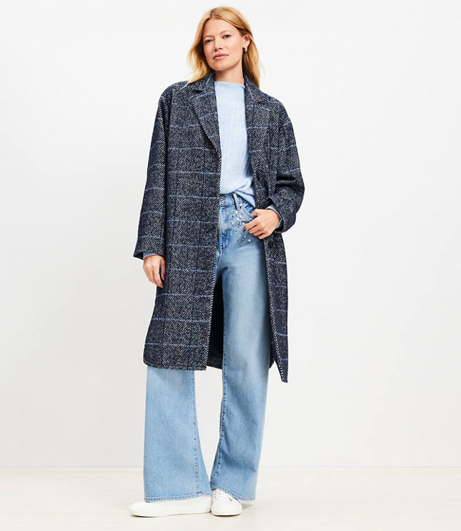 Petite Herringbone Modern Coat