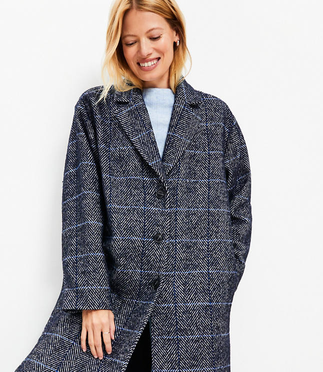 Petite Herringbone Modern Coat