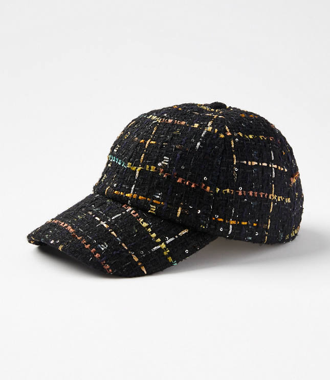 Sequin Tweed Baseball Cap