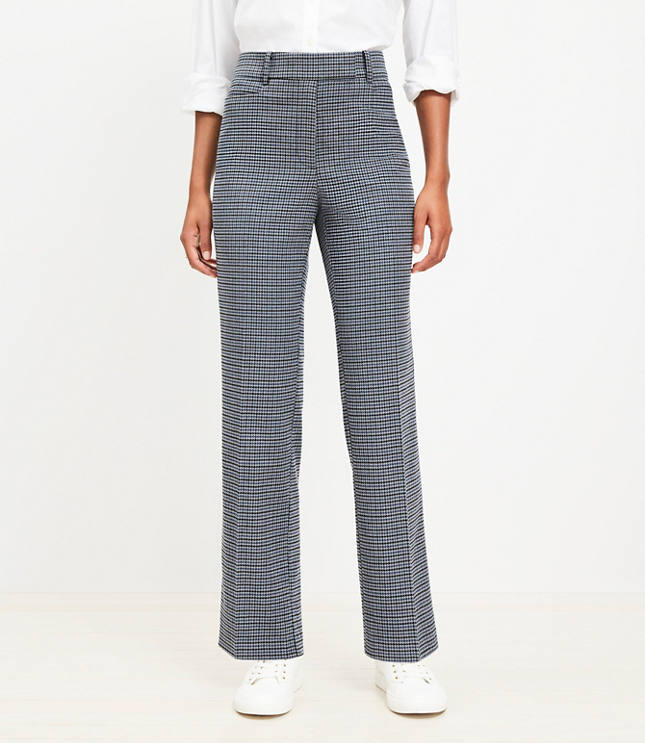 Tall Full Length Straight Pants in Houndstooth Brushed Flannel