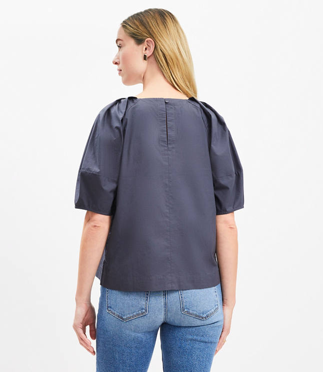 Poplin Button Sleeve Top