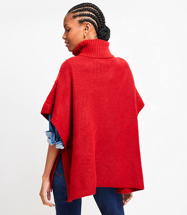 Cable Turtleneck Poncho