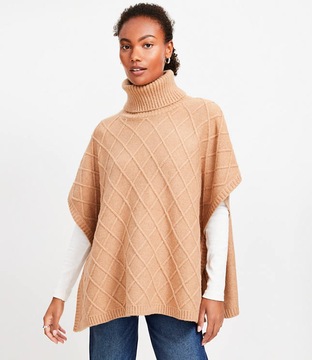 Cable Turtleneck Poncho