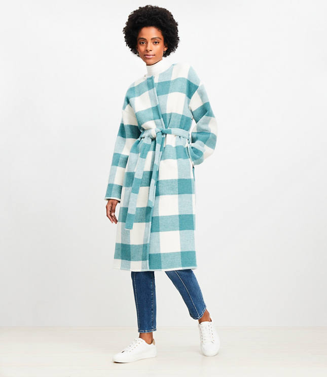 Plaid Belted Wrap Jacket