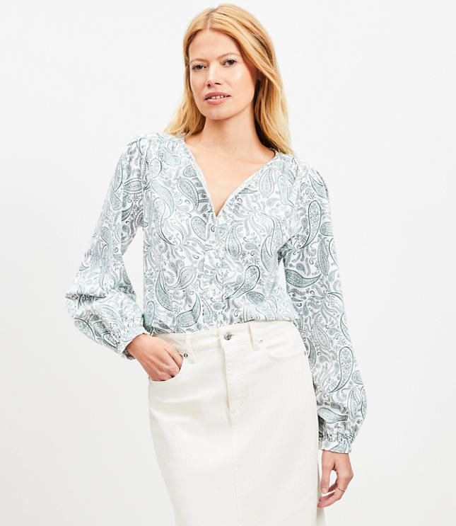 Petite Paisley Corduroy Blouse