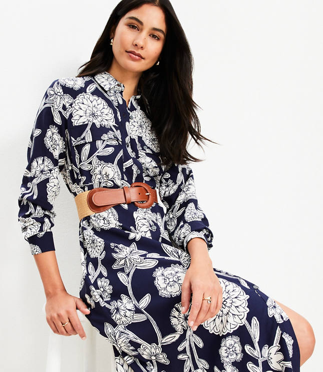 Floral Midi Pocket Shirtdress