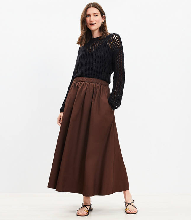 Poplin Pull On Maxi Pocket Skirt