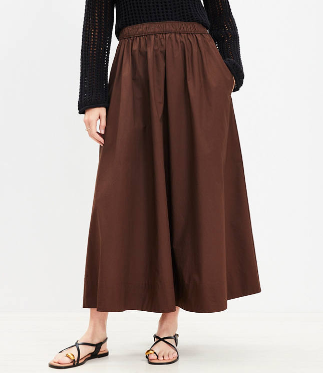 Poplin Pull On Maxi Pocket Skirt