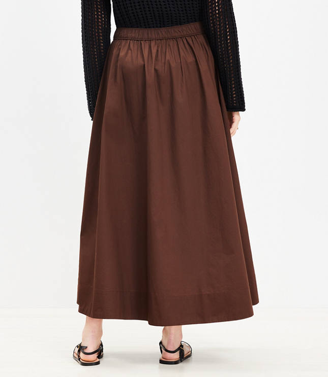 Poplin Pull On Maxi Pocket Skirt