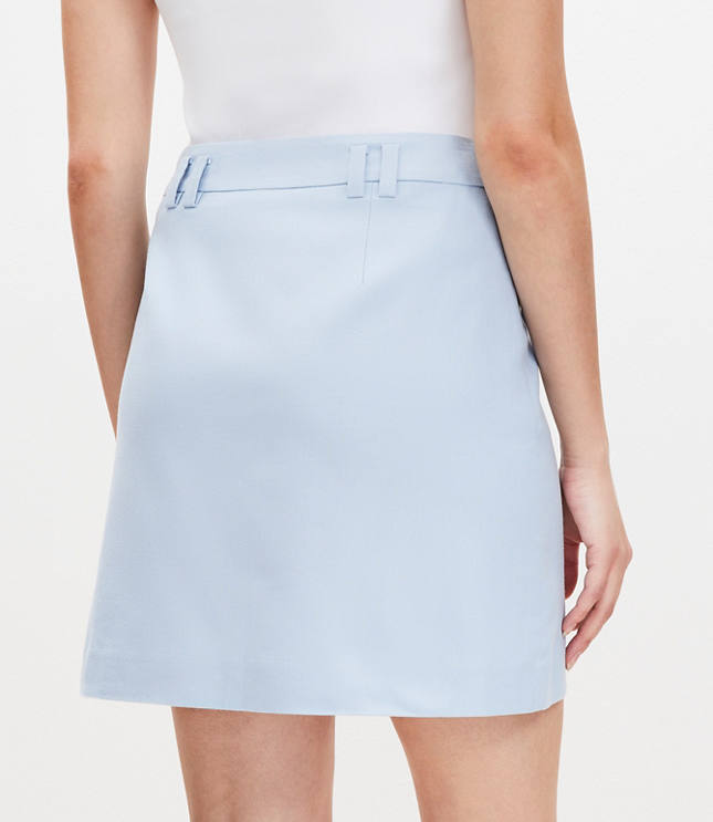 Flap Trim Cotton Linen Mini Skirt