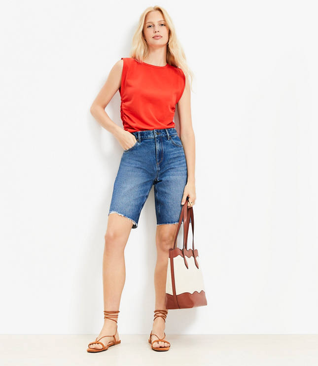Loft Denim Bermuda Shorts in Vintage Dark Wash