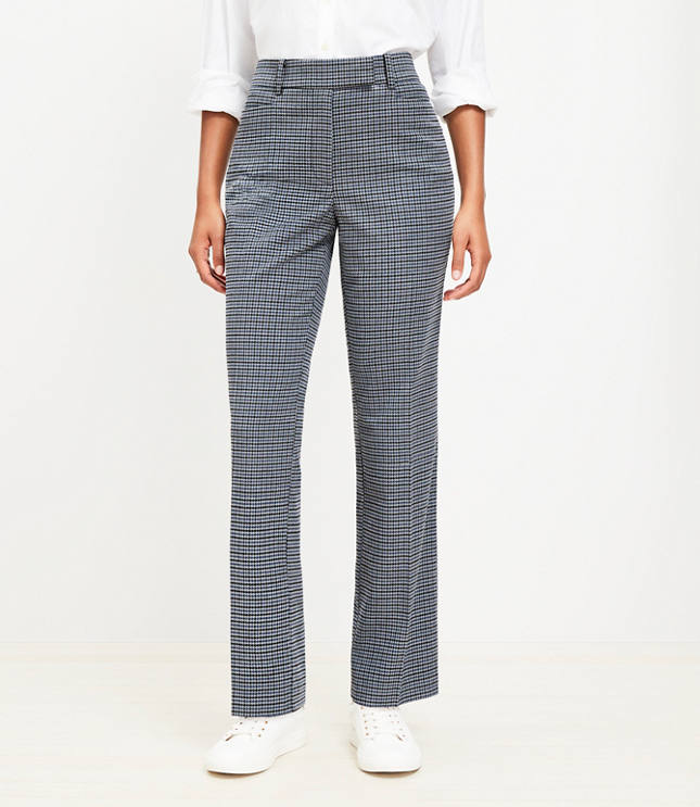 Curvy Full Length Straight Pants in Houndstooth Brushed Flannel