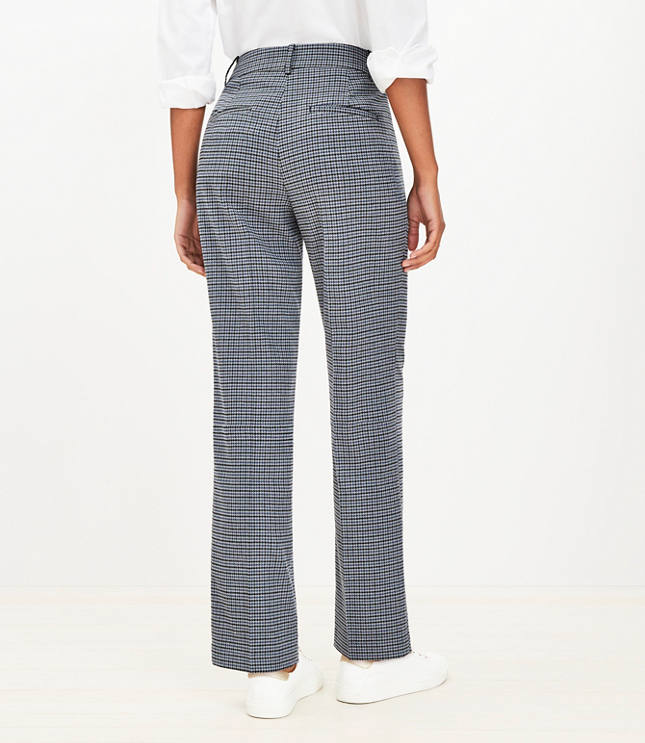 Curvy Full Length Straight Pants in Houndstooth Brushed Flannel