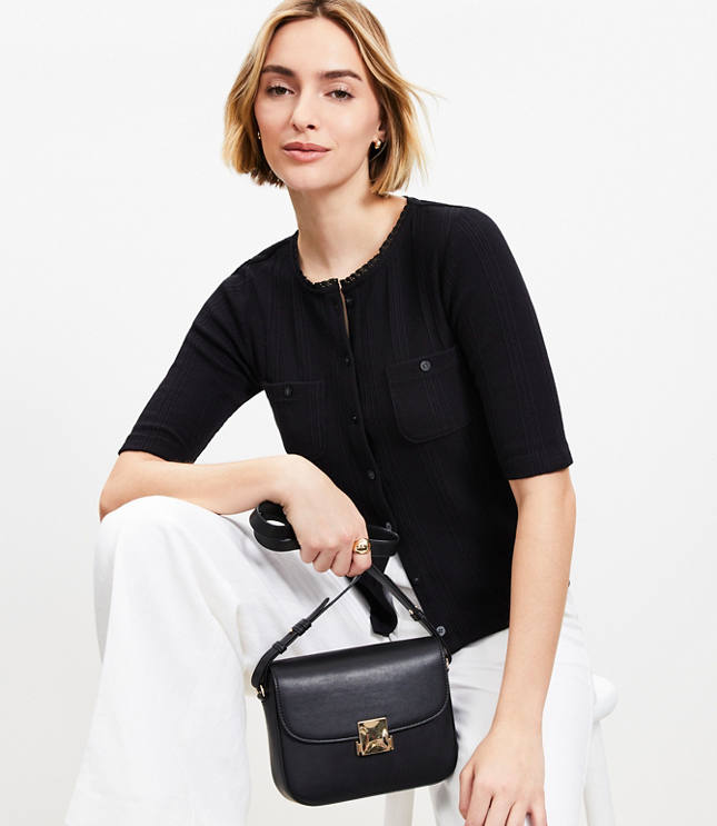 Pointelle Pocket Cardigan Top