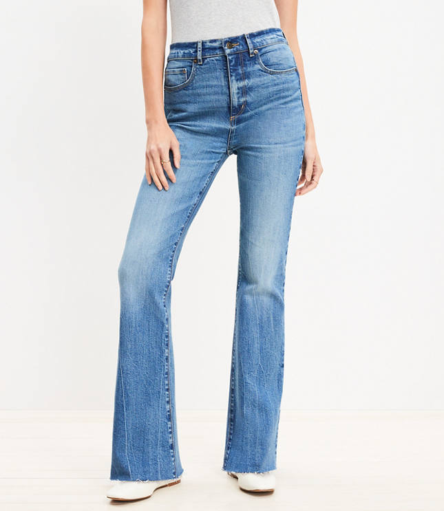 Petite Fresh Cut High Rise Slim Flare Jeans in Classic Mid Wash