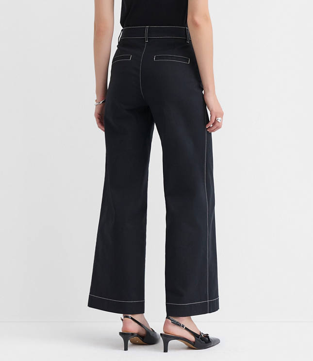 Petite Palmer Wide Leg Pants in Pique