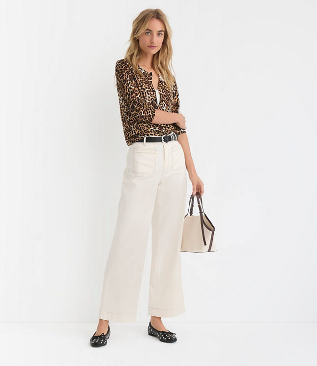 Petite Palmer Wide Leg Pants Pique