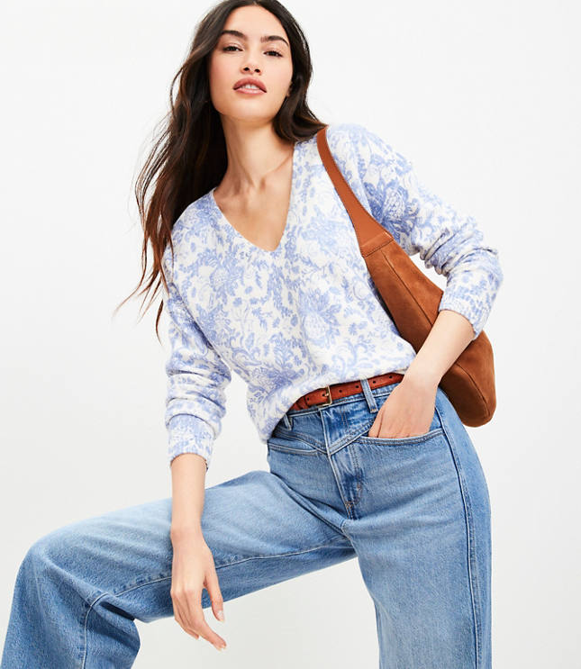 Night Bloom Relaxed V-Neck Sweater