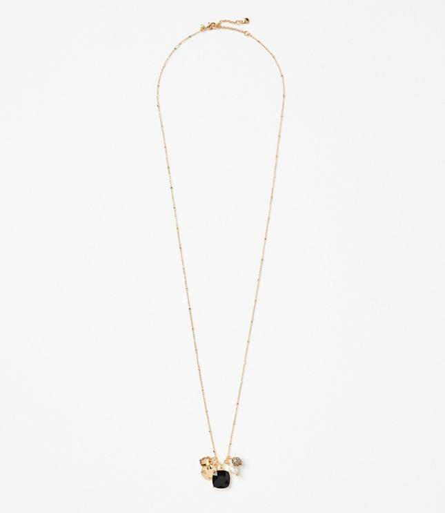 Pearlized Pave Cluster Pendant Necklace