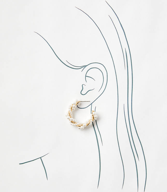 Pearlized Twist Hoop Earrings