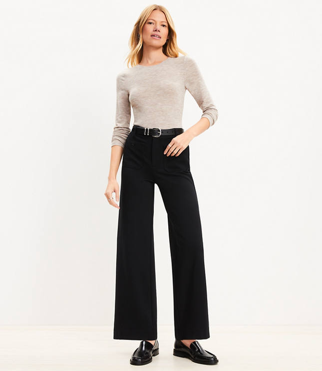 Petite Palmer Wide Leg Ankle Pants in Ponte