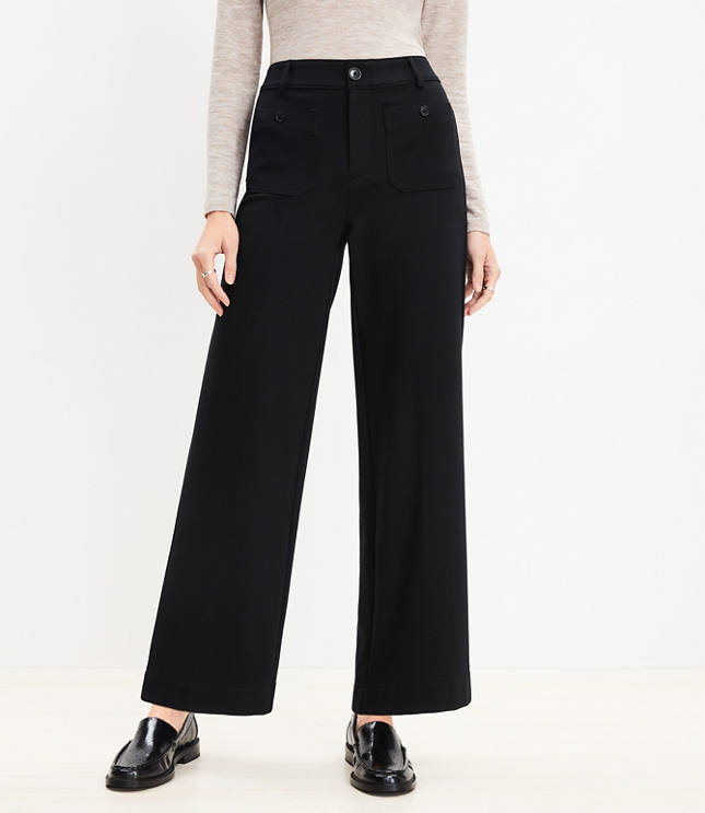 Petite Palmer Wide Leg Ankle Pants in Ponte