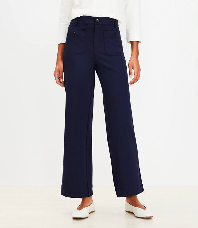 Petite Palmer Wide Leg Ankle Pants in Ponte