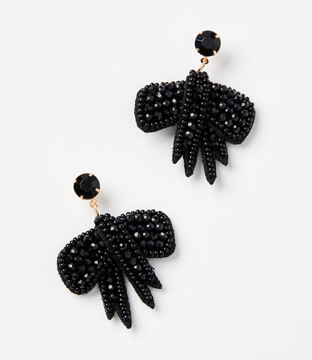 Beaded Bow Statement Earrings