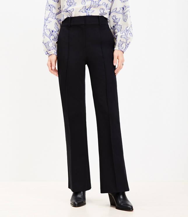 Curvy Pintucked Sutton Flare Pants in Bi-Stretch