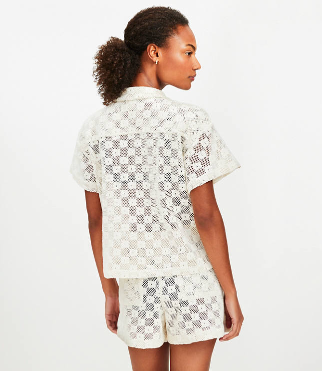 LOFT Beach Square Crochet Shirt