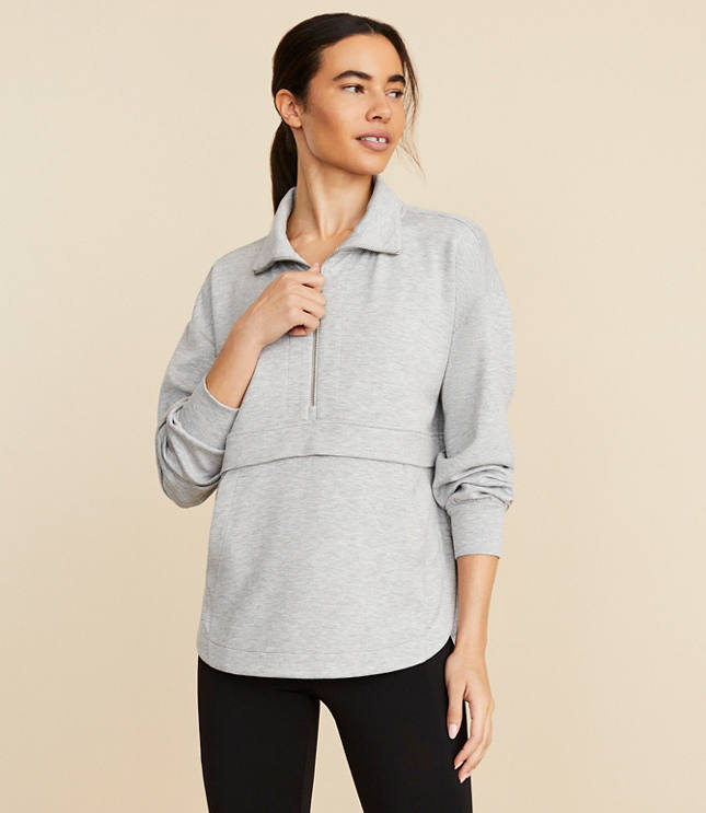 Petite Lou & Grey Heathered Scubasoft Half Zip Pullover