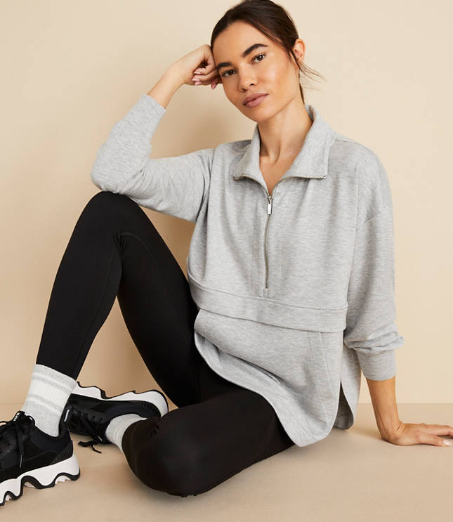 Petite Lou & Grey Heathered Scubasoft Half Zip Pullover