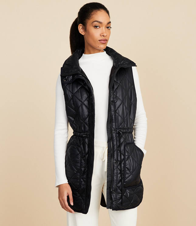 Petite Lou Grey Water Repellent Quilted Pocket Vest