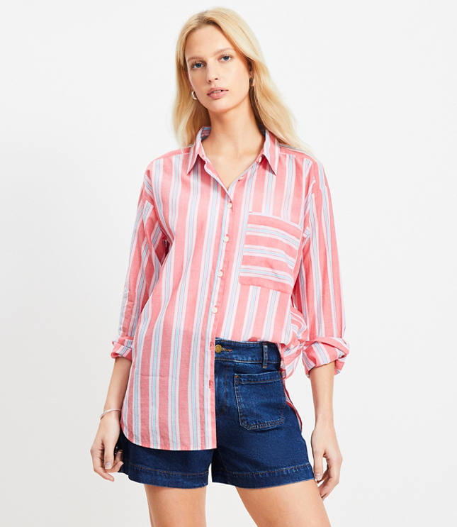 Striped Everyday Oversized Pocket Shirt
