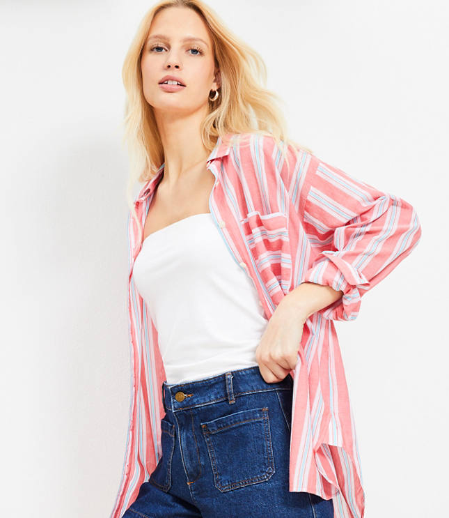 Striped Everyday Oversized Pocket Shirt