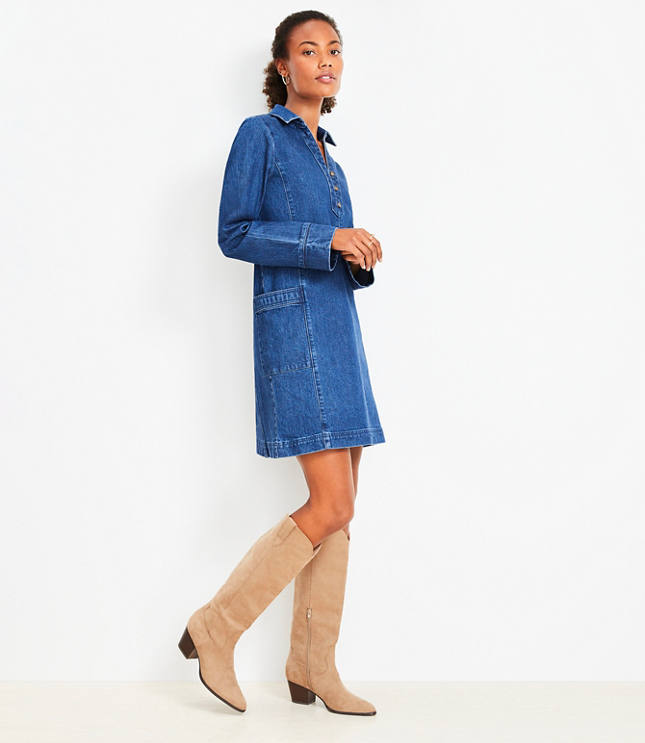 Petite Denim Pocket Mini Dress