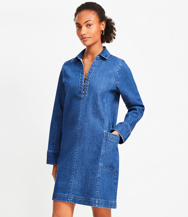 Petite Denim Pocket Mini Dress