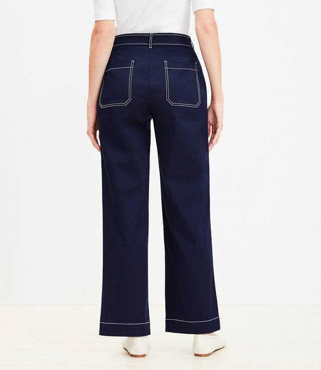 Curvy Button Front Straight Pants in Twill