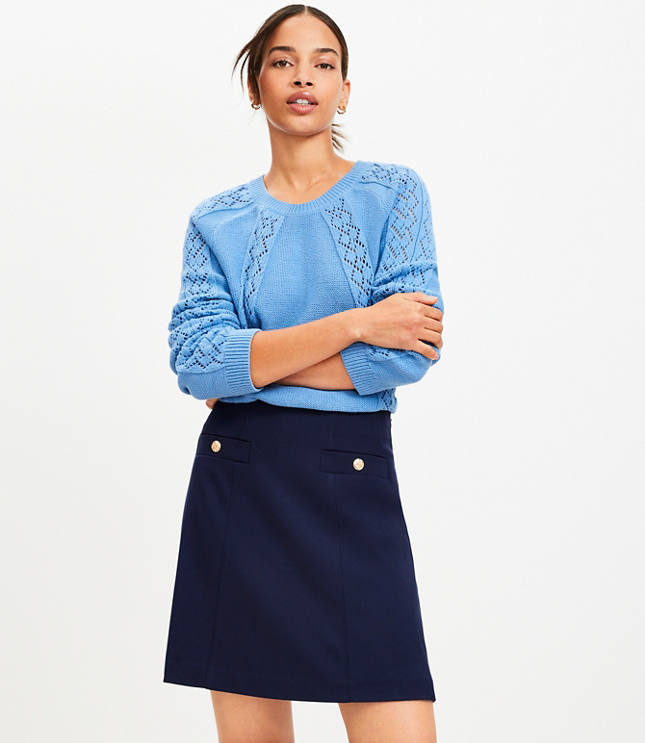 Loft Tall Seamed Button Mini Pocket Skirt