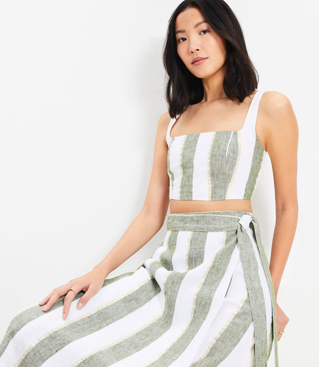 LOFT Beach Striped Linen Square Neck Bralette